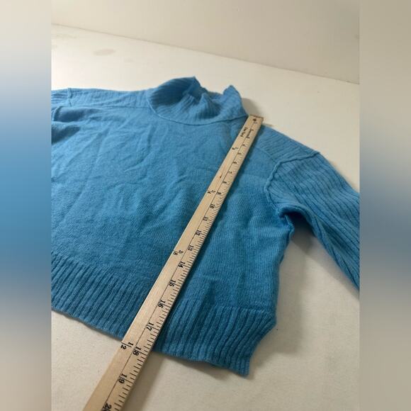 Free People 100% Cashmere Blue Turtleneck Cropped Women Sweater Size Small - Picture 4 of 7